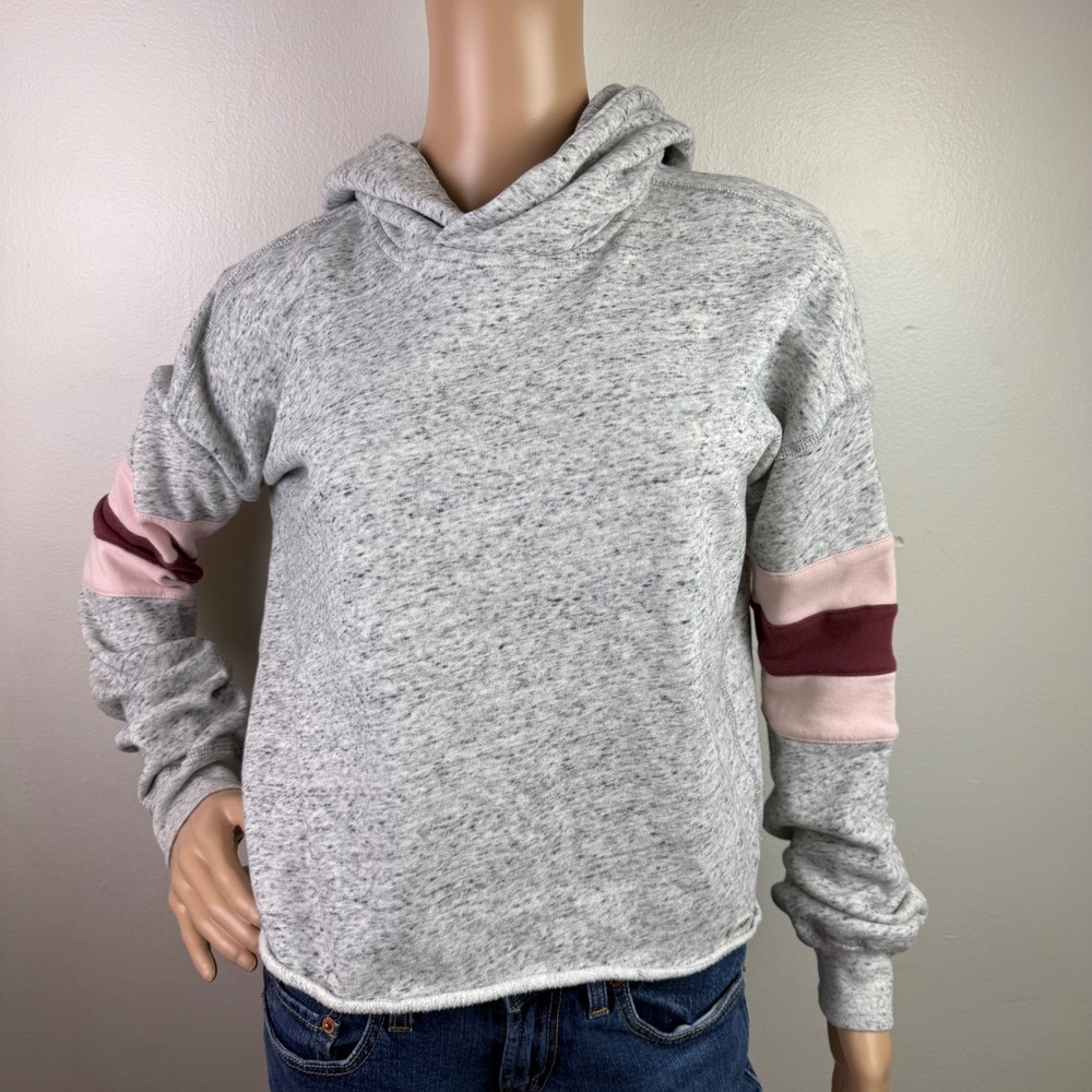 Abercrombie & Fitch Hoodie‎ Sweatshirt Crop Womens Small Gray Color Blocked Y2K